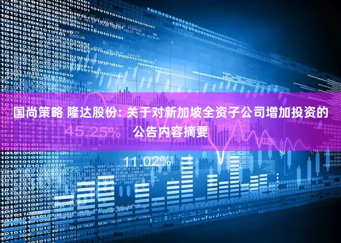 国尚策略 隆达股份: 关于对新加坡全资子公司增加投资的公告内容摘要